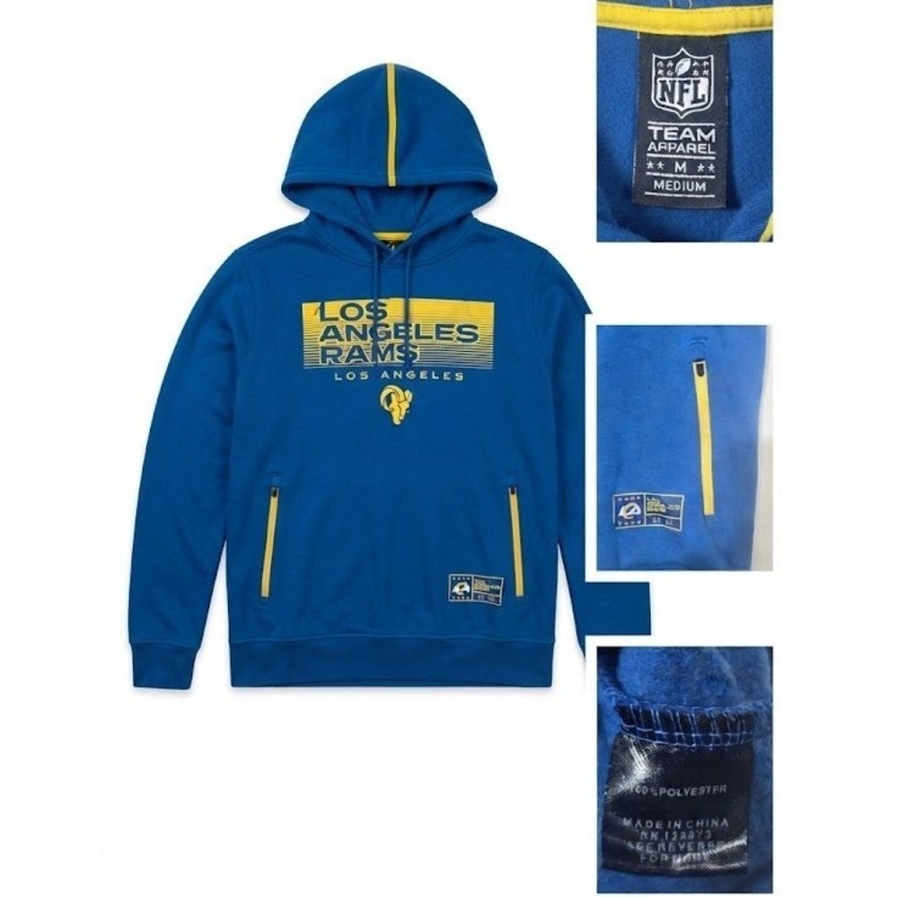 NFL Los Angeles Rams Hoodie Mens M Blue Yellow Pullover Sweatshirt Sports Gear